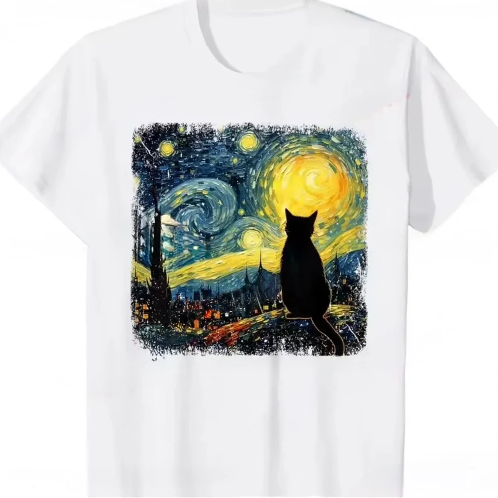 Starry Night Cat T-Shirt
